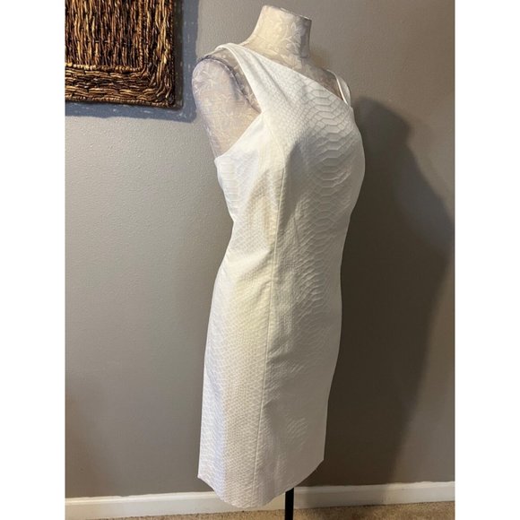 Doncaster Sheath Dress 12 White Textured Stretch Career Church NWT NEW Washable - Picture 5 of 11
